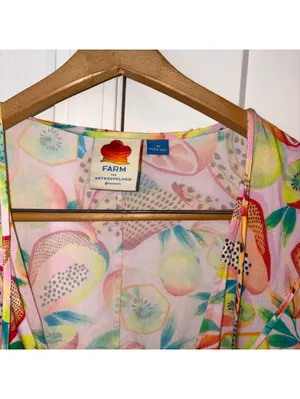 Farm Rio by Anthropologie $138 Rainforest Summer Fruit Print Wrap Blouse Medium thumbnail 4