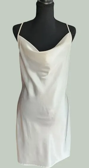 H&M Divided Cream Cowl Neck Strappy Open Back Slip Dress‎ L thumbnail 1