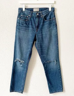 Everlane The Summer Jean Size 26 Regular Medium Wash Distressed Cotton Casual thumbnail 1