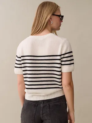 NWT Few Moda Arielle Cashmere Sweater size Small S CAARA Black Cream Stripe thumbnail 2