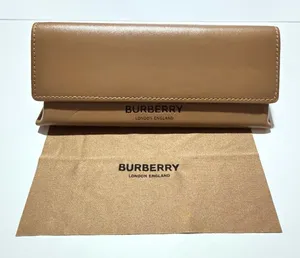 Burberry Sunglasses Case Tan Leather Triangular Hard Shell Case & Cloth thumbnail 1
