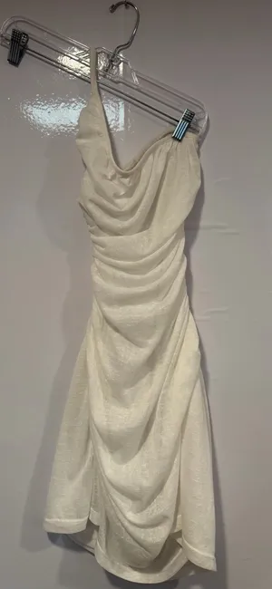Elegant SNDY’s White Ruched Slip Beachy open back‎ Dress NWT thumbnail 1