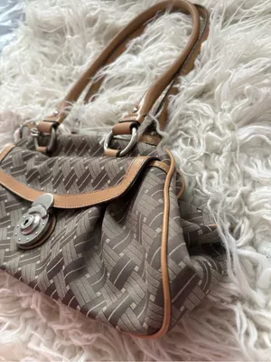 Vintage Nine West Y2K Brown Logo Frame Satchel Purse Charm thumbnail 3