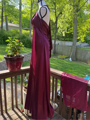 Aspeed Women's Formal Tube Dress Burgundy Satin XL X-Large thumbnail 5