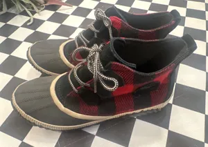 Sorel winter insulated Red Buffalo Plaid Waterproof Duck Boots size 10 Women's thumbnail 1