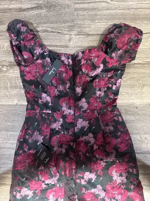 Lulus Floral Off Shoulder Wide Leg Jumpsuit Size L NWT thumbnail 5