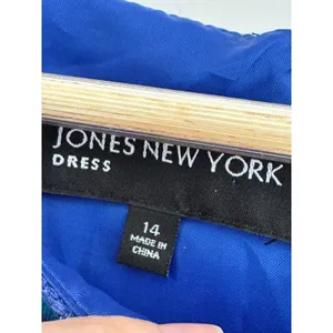 Jones New York Dress Cerulean Blue Zebra Print Sheath Sleeveless Size 14 NWT thumbnail 4