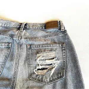 Mom Destroyed High Rise Denim Jeans thumbnail 9