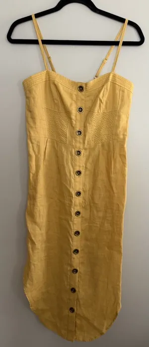Suboo Button Down Midi Sundress Mustard Yellow Women's Size Small‎ thumbnail 1
