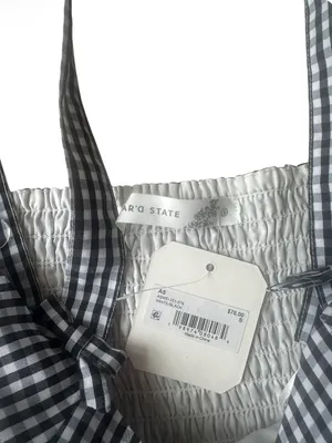 Altar’d State black and white gingham mini dress with delicate bow details thumbnail 3