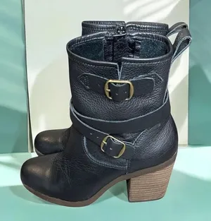 Lucky Brand Orenzo Ankle Moto Boots Black Leather Women's Size 6 thumbnail 1