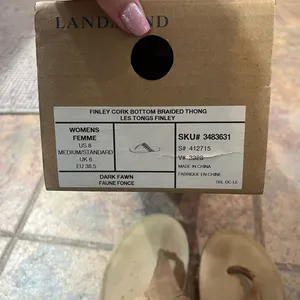 lands end sandals | size 8 sandals | finely cork bottom braided thong sandals thumbnail 4