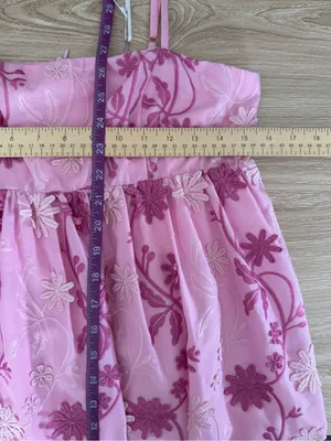 Storia Medium NEW Katy Embroidered Mini Dress Pink Floral Babydoll Flowy Preppy thumbnail 5