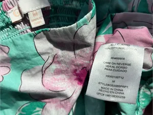 Floral Mint and Pink Puff-Sleeve Crop Top thumbnail 4