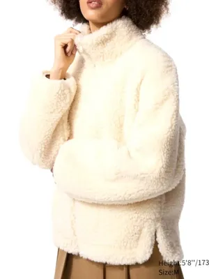 UNIQLO Sherpa Fleece Teddy Zip Up Jacket Natural Cream S NWT thumbnail 1
