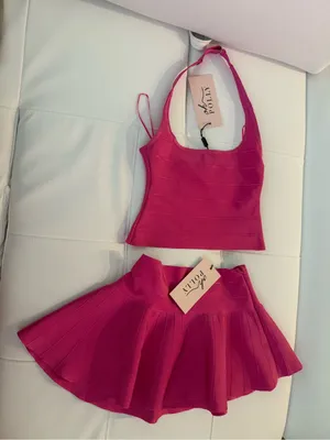 Oh Polly Bandage Skirt Set in Raspberry thumbnail 7