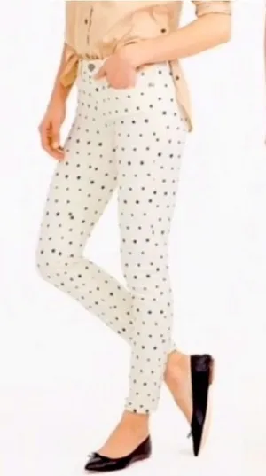 J. Crew Toothpick White & Blue Star Jeans (27) thumbnail 1