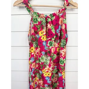 Anastassimo Maxi Dress Size M Pink Floral Print Gathered Neckline Vibrant thumbnail 6