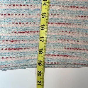 Madewell Puff Sleeve Textured Cream & Multicolor Striped Knit Top thumbnail 8