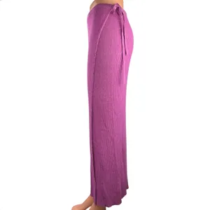 Free People Purple Pink High Waisted Ribbed Knit Straight Wrap Maxi Skirt Size L thumbnail 2