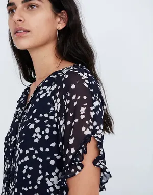 Madewell Memento ruffle-sleeve top in drifting petals thumbnail 2
