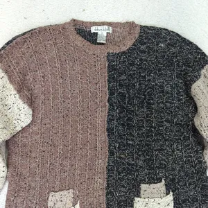 Vintage 1995 Debra Lubell Color Block‎ Knit Sweater Pockets 90s Women's Medium thumbnail 3