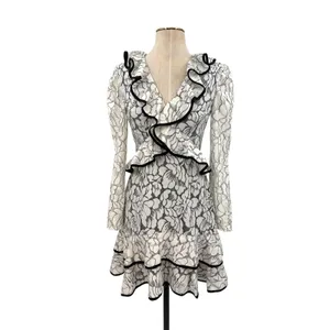 Keepsake the Label Encore Lace Ruffle Long Sleeve Mini Dress Ivory NWT XS thumbnail 3