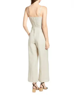 Reformation Torta Linen Jumpsuit in Sand Beige thumbnail 3