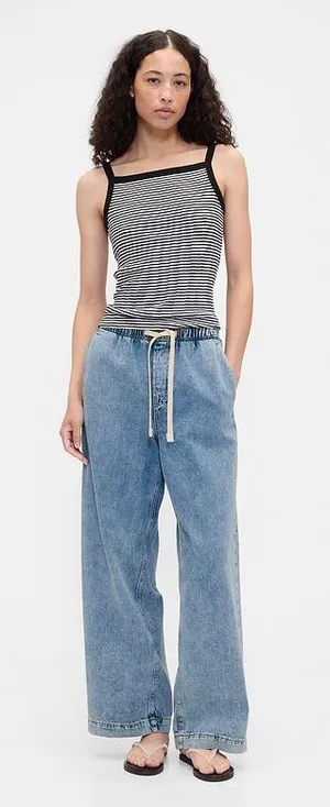 Gap High Rise Pull-On Wide-Leg Jeans Size Medium - C30-119 thumbnail 1