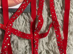 Leg Avenue Red Strappy Rhinestone Garter Belt Women’s One Size thumbnail 5