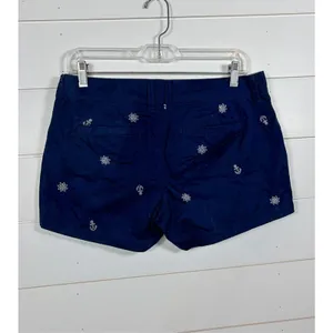 Old Navy Women's White Nautical Anchor and Ship Wheel Chino Shorts Blue Size 4 thumbnail 5