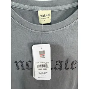 The Montauk Tee NC State Rhinestone Women's Large Crop Gray T-Shirt Wolfpack New thumbnail 5