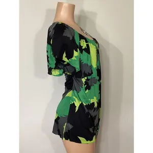 New. Sky silk camo mini dress/shirt with Swarovski crystal strap. Normally $224 thumbnail 4