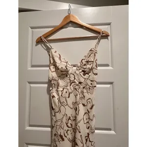 Sundae Muse Side Slit Patterned Midi Dress Brown White Size US 2 Resort Vacation thumbnail 6