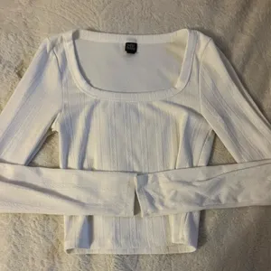 Wild Fable White Ribbed Long Sleeve Top thumbnail 1