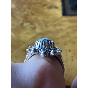 White Buffalo Turquoise Sterling Silver Ring Size 10 Black thumbnail 2