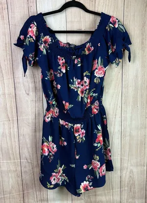Rue21 Blue Floral Smocked Romper thumbnail 1