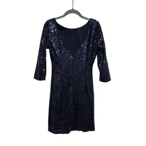 Lulus Women's Navy Blue Sequin Mini Cocktail Dress 3/4 Sleeve Size S thumbnail 7