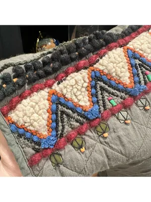 Anthropologie BL^nk London Quilted Faux Fur Jacket – Moss Green – Boho Beaded thumbnail 4