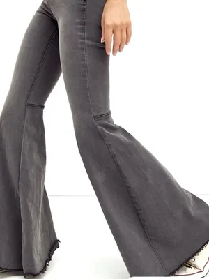 Free People Just Float On Flare Jeans 26 Washed Black Bell Bottom High Waisted thumbnail 2
