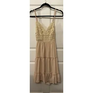 Unbranded Free People Styled Cream Lace Tiered Boho Babydoll Dress Cottagecore,S thumbnail 2
