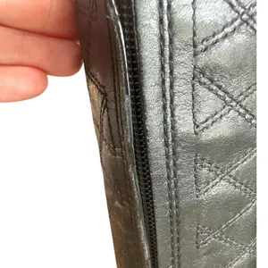 Tory Burch Claremont Quilted Leather Riding Boots Black Gold Logo 8.5 thumbnail 12