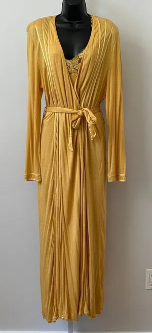 La Perla 2 Luxury‎ Silk Nightgown & Robe Set Lace Halter Maxi Lingerie Italy thumbnail 1