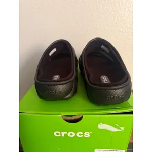 Crocs Classic Cozzzy Overpuff Sandal Black Puffer Fuzzy Lined Slide W9 thumbnail 3