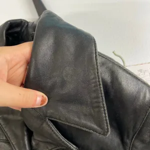 Vintage JLC women's black genuine leather collared button‎ pocket lined jacket M thumbnail 10