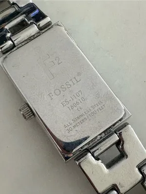 Fossil Silver Rectangular Stainless Steel Link Watch Needs Battery thumbnail 3