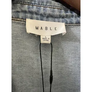 NWT Mable Denim Balloon Sleeve Rompe Sz L Tie Waist Shorts Cotton Boho Western thumbnail 3