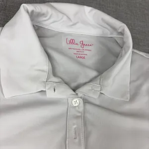 Lillie Green Pulitzer Polo‎ Womens L White Short Sleeve Button Stretch Golf thumbnail 9