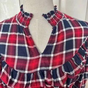 Free People Charlie ruffle plaid top NWT size XS thumbnail 15