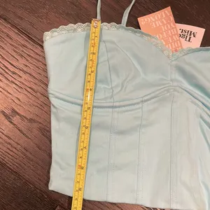 NWT tiger mist tigermist lace trim corset boning detail crop tank top cyan xs thumbnail 3